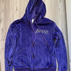 NBA Los Angeles Lakers Purple Velour Zip Hoodie
